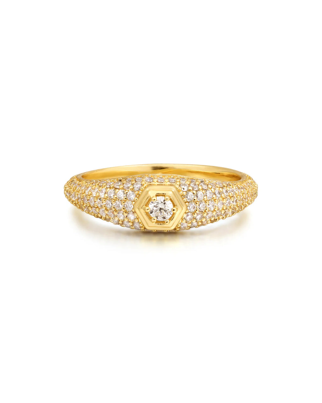 LAJ Pave Hex Signet Ring