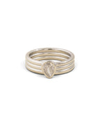 Ribbed Ring with Teardrop CZ Stone