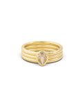 Ribbed Ring with Teardrop CZ Stone