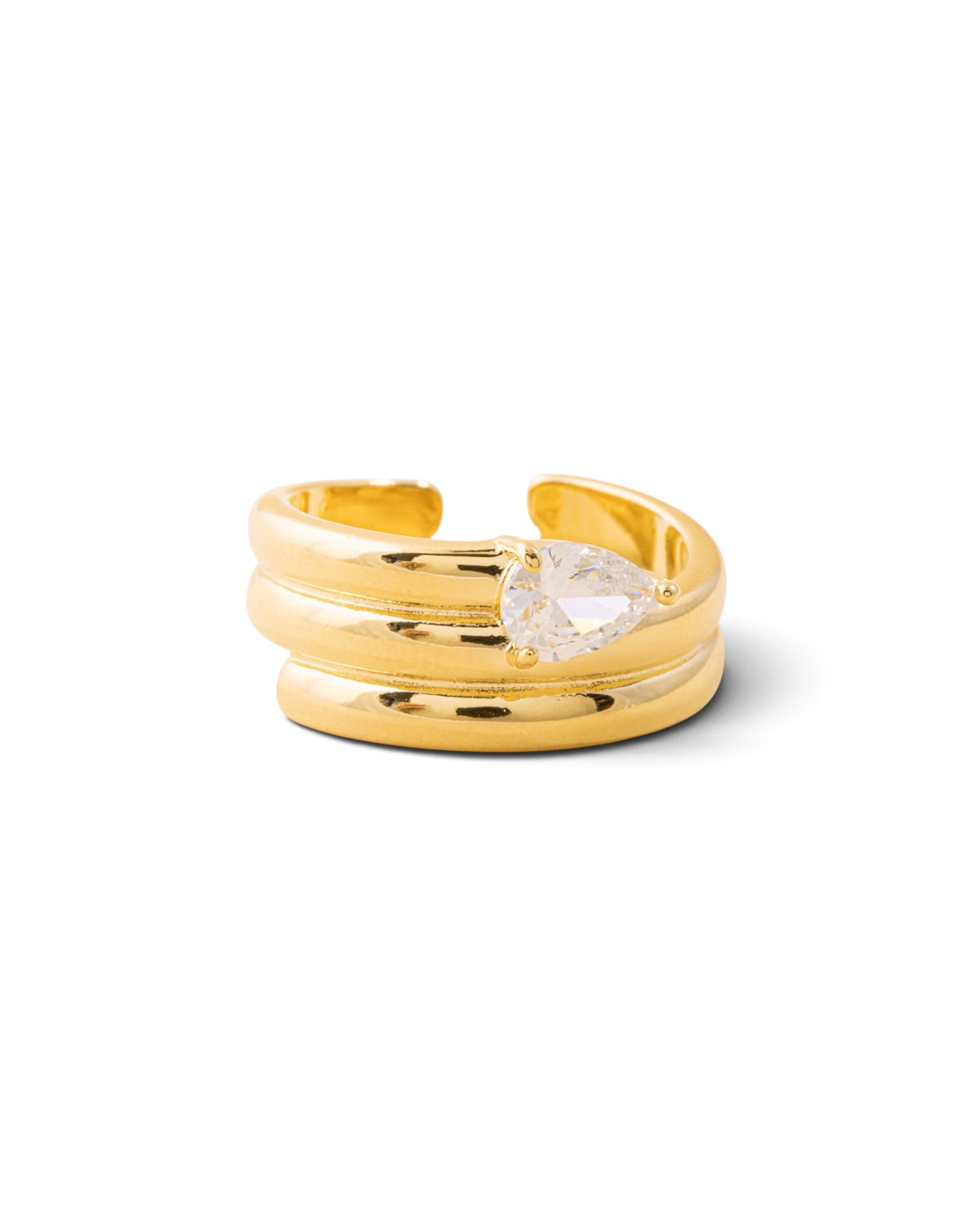 Pear CZ Shape Triple Band Wrap Ring