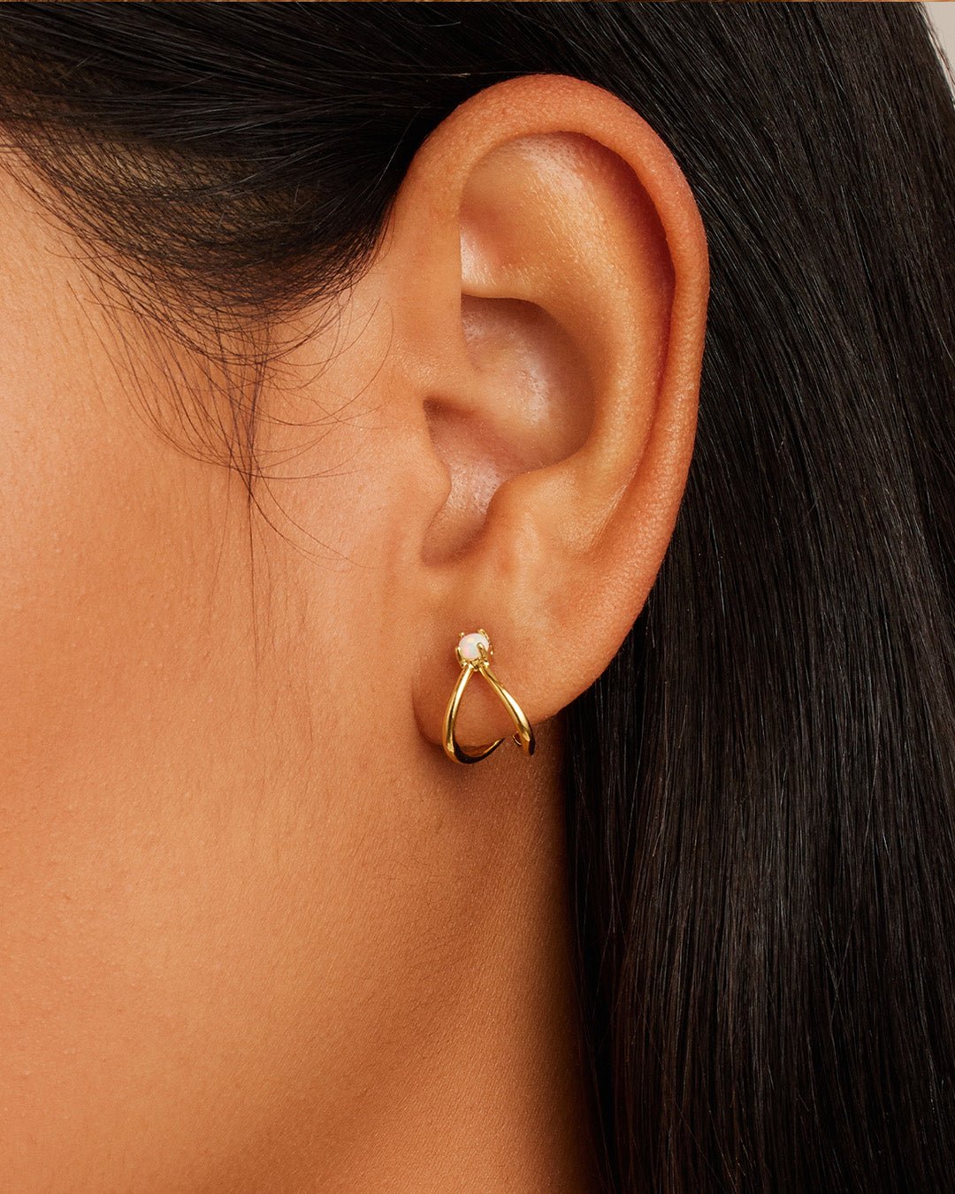 GOR Opalite Solitaire Double Huggies