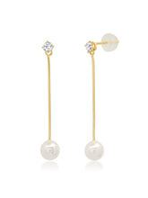 Load image into Gallery viewer, Tai Long Linear Chain Earring with Pearl Drop
