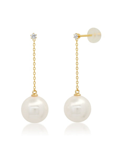 Tai 925 Linear Pearl and CZ Earrings