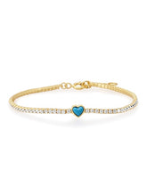 Load image into Gallery viewer, Tai 925 Tennis Bracelet with Turquoise Heart
