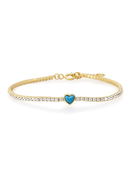 Tai 925 Tennis Bracelet with Turquoise Heart