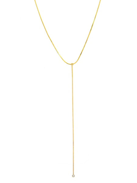 Tai Gold Vermeil Linear Drip Snake Chain Y Necklace with CZ Accent