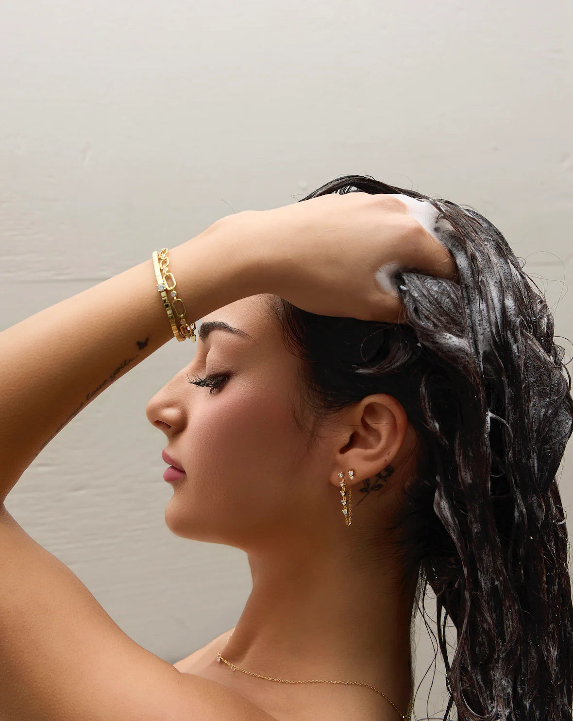 14k Vermeil CZ Chain Drop Stud Earrings - Longline