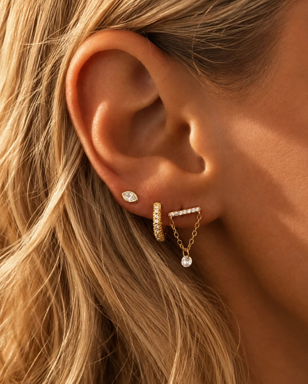 EV2 925 CZ Bar Drop Stud Earrings