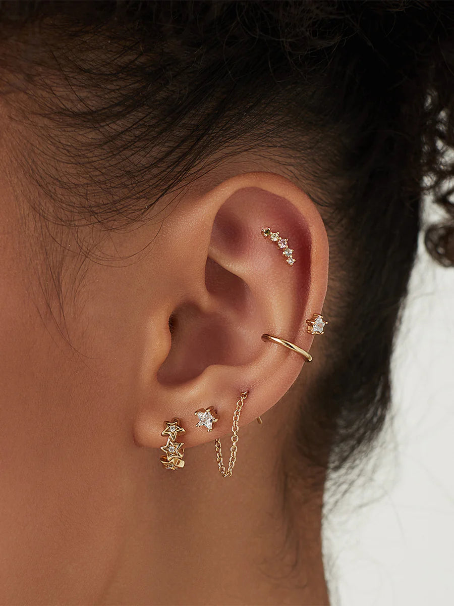 WCO Stars Pave Baby Huggie Earrings