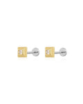 LAJ Pave Step Cut Pyramid Studs