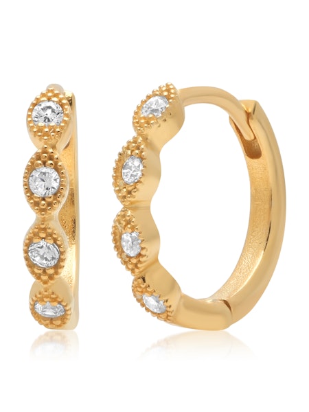 Tai 925 STE-1723 Scalloped CZ Huggies