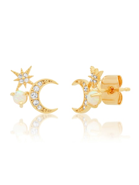 Tai TE-2715 Starburst Moon Opal Stud Earrings