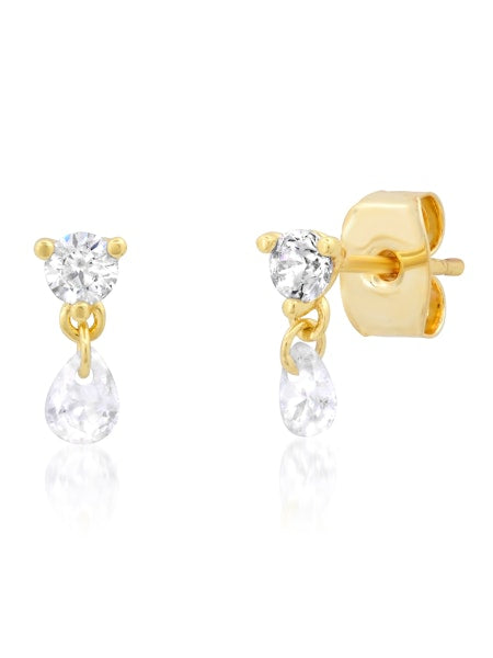 Tai Round CZ Stud with CZ Drop