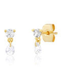 Tai Round CZ Stud with CZ Drop