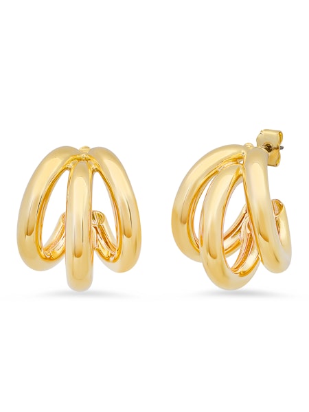 Tai Triple Row Tubular Gold Hoop Earrings