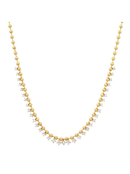 Tai TN-4618 Gold Ball Necklace with CZ