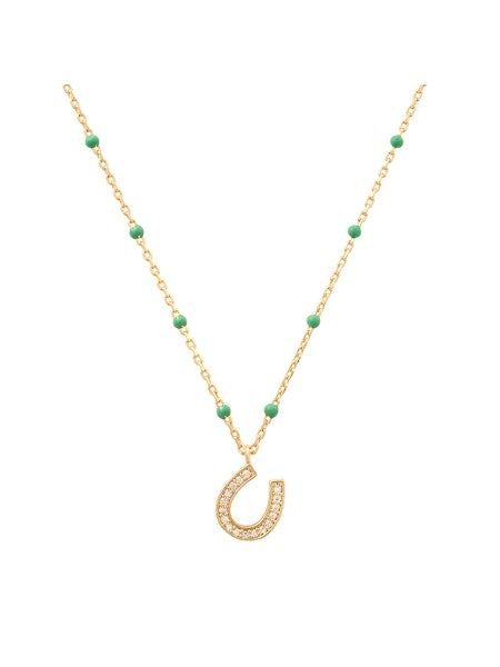 Tai CZ Horseshoe Pendant Necklace