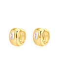 LAJ Emerald Bezel Stone Huggies