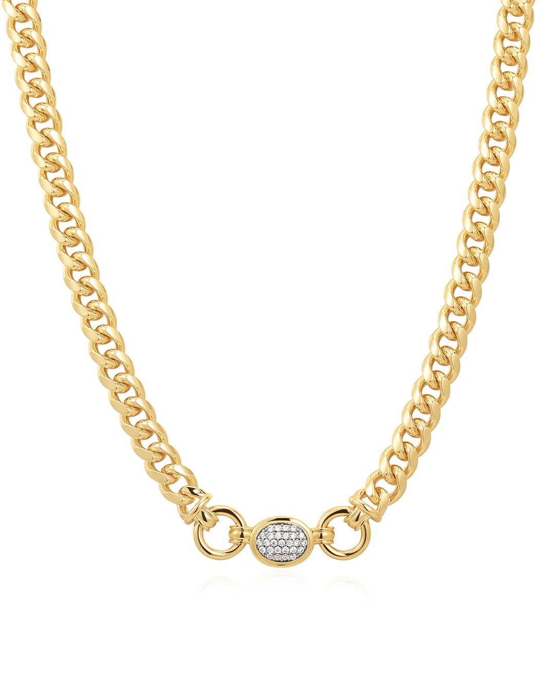 LAJ Pave Oval Link Necklace