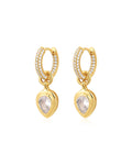 LAJ Pear Double Bezel Charm Huggies