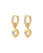 LAJ Pear Double Bezel Charm Huggies