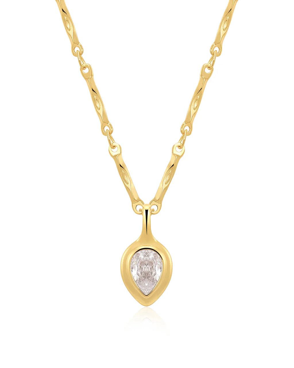 LAJ Pear Double Bezel Charm Necklace