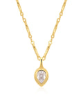 LAJ Pear Double Bezel Charm Necklace