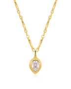 LAJ Pear Double Bezel Charm Necklace