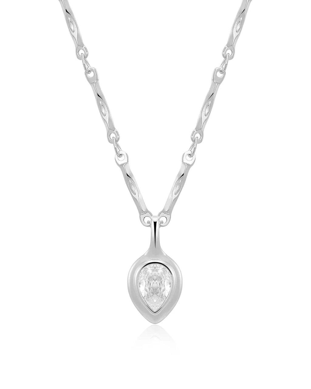 LAJ Pear Double Bezel Charm Necklace