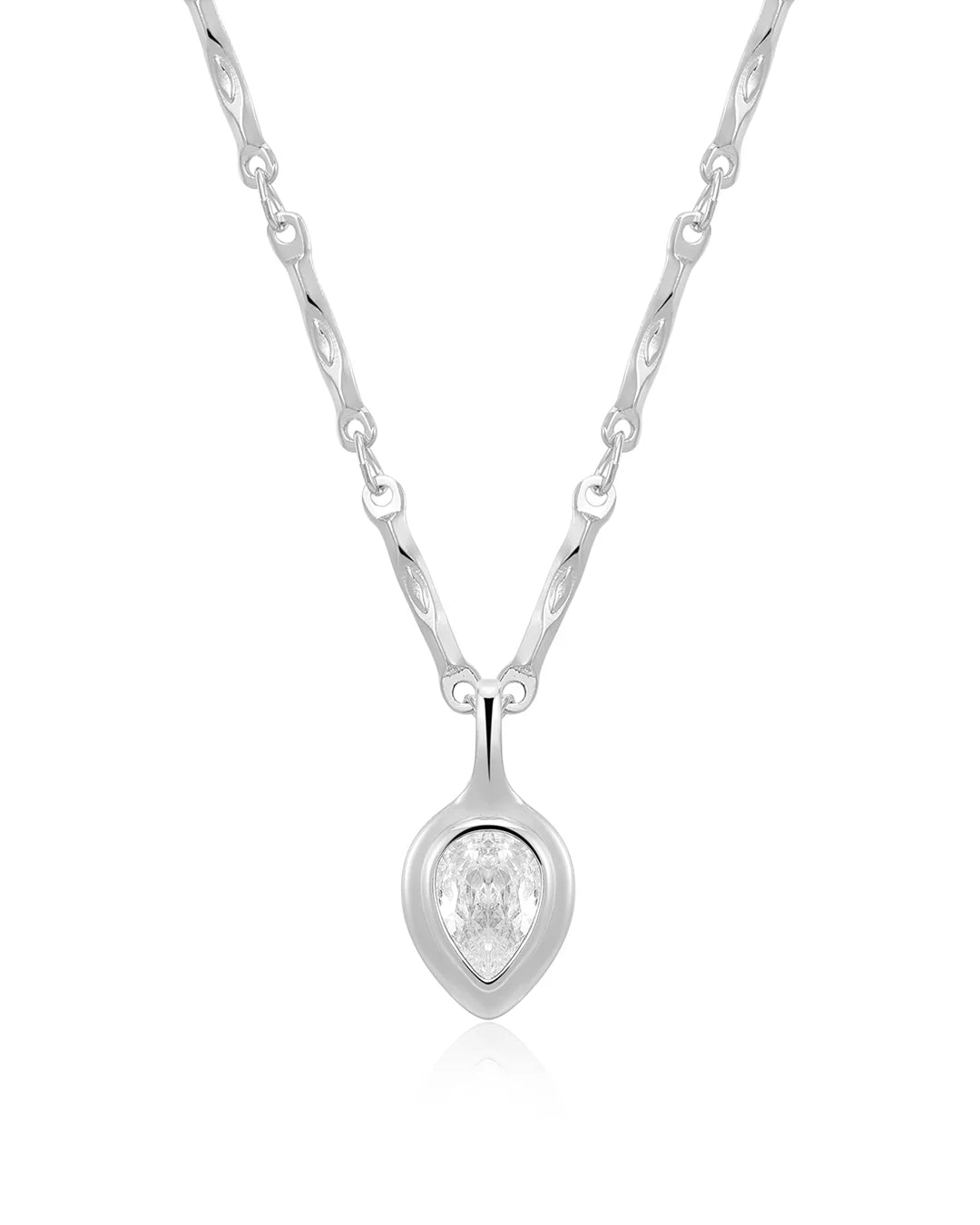 LAJ Pear Double Bezel Charm Necklace