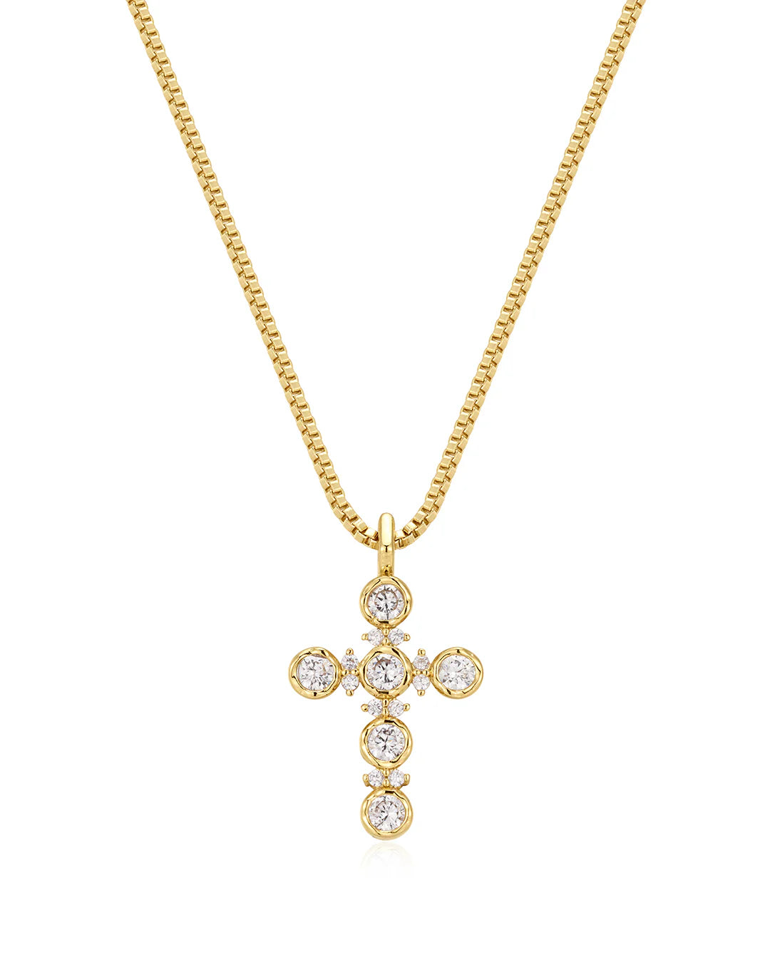 LAJ Rosette Cross Charm Necklace