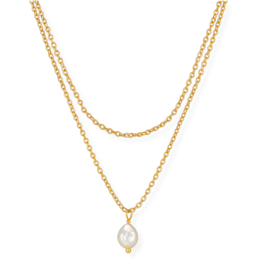 EV Jalen Double Chain Pearl Necklace