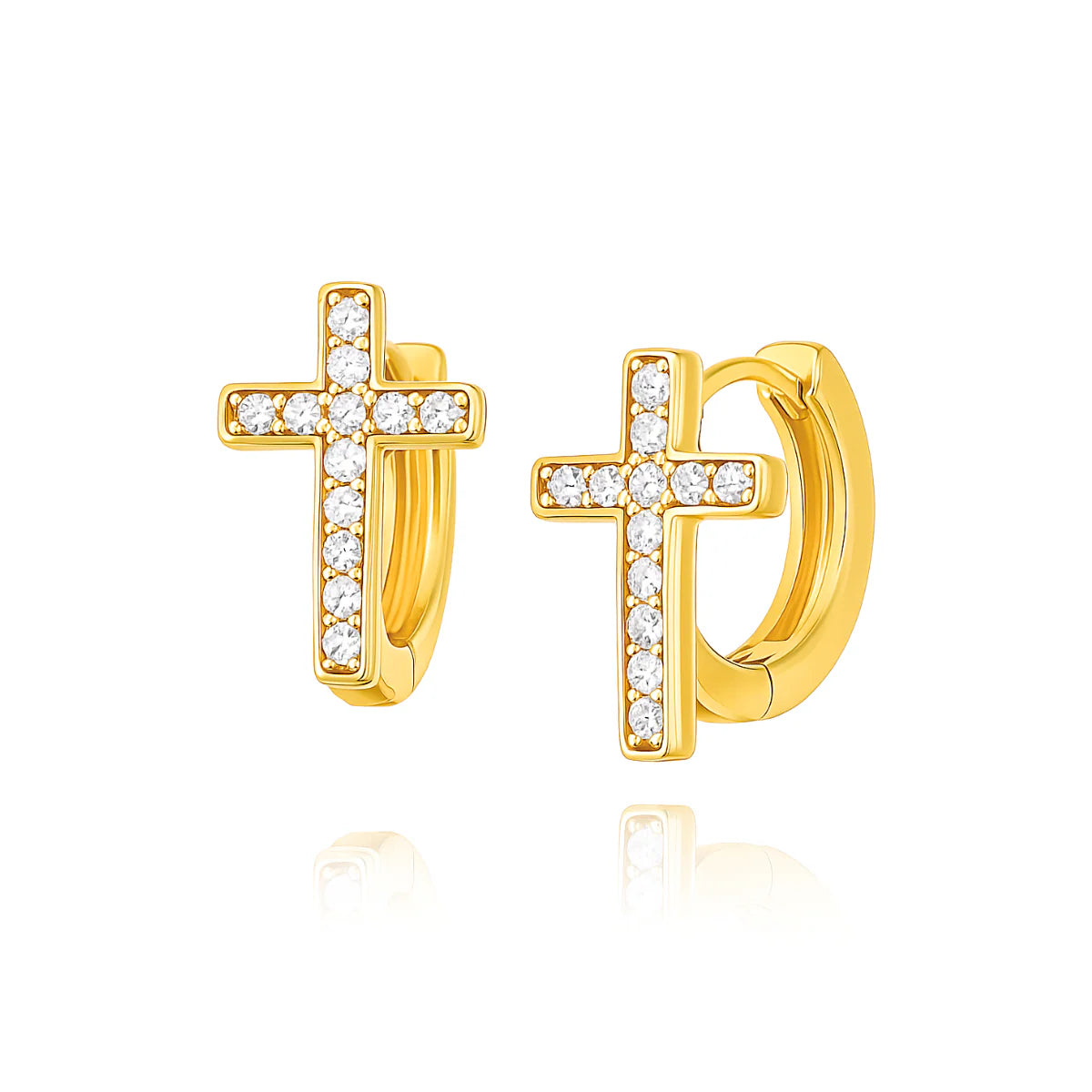 EV Ridge Cross Huggie Hoop Earrings