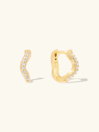 WCO Scallop Pave Baby Huggie Earrings