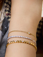 WCO 925 Heart Bezel Curb Chain Bracelet