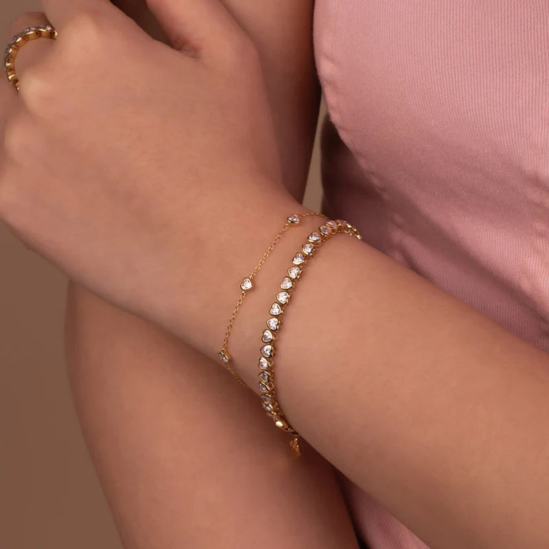 WCO 925 Multi Heart Bezel Bracelet