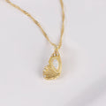 WCO Butterfly Opal Locket Necklace