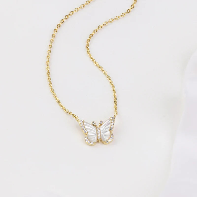 WCO Butterfly Pearl Necklace