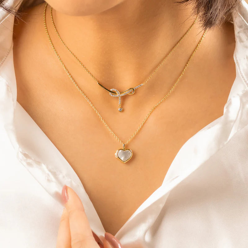 WCO Heart Mother of Pearl Locket Necklace