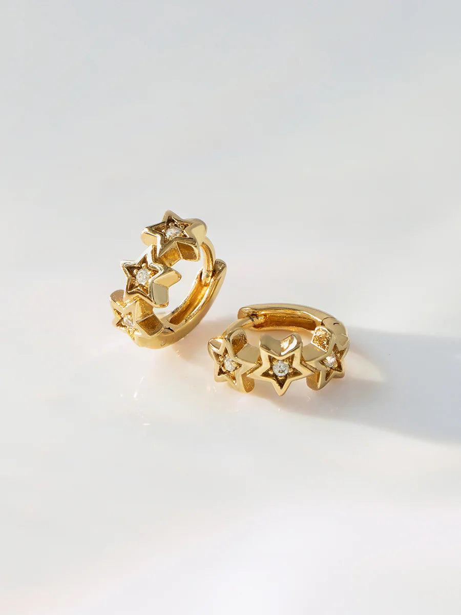 WCO Stars Pave Baby Huggie Earrings