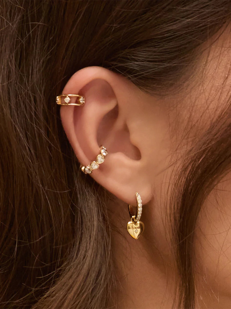 WCO Heart Charm Huggie Earrings