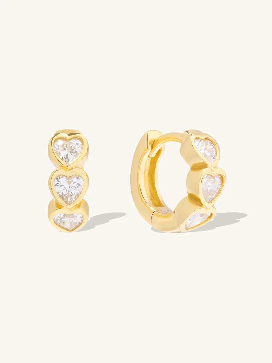 WCO Heart Bezel Huggie Earrings