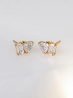 WCO Heart Baguette Duo Stud Earrings