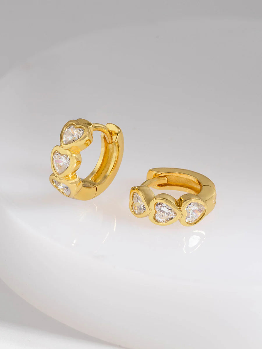 WCO Heart Bezel Huggie Earrings