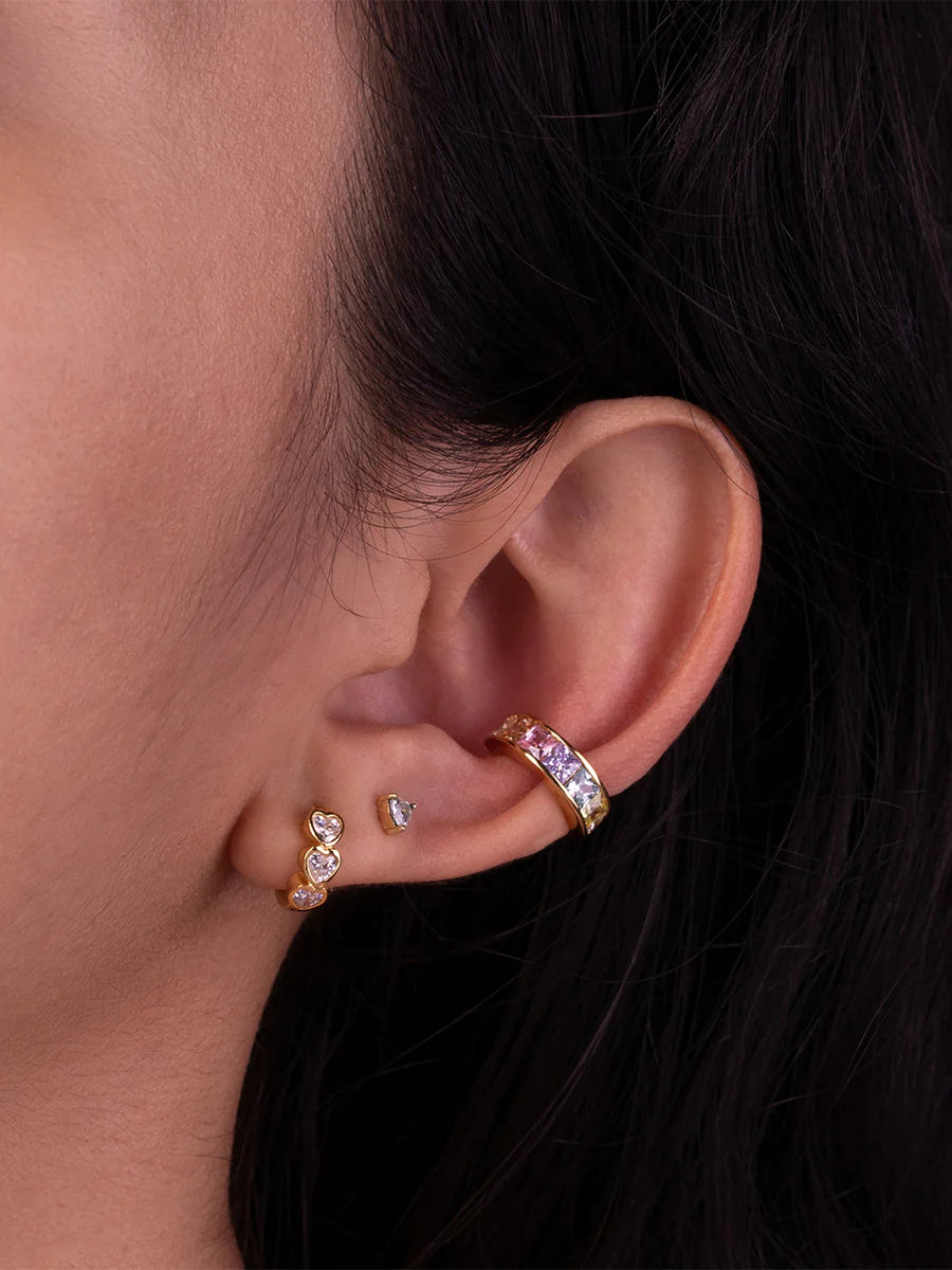 WCO Heart Bezel Huggie Earrings