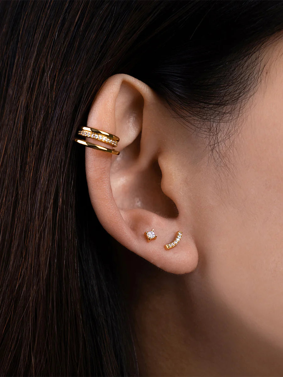 WCO Pave Curve Flat Back Earrings