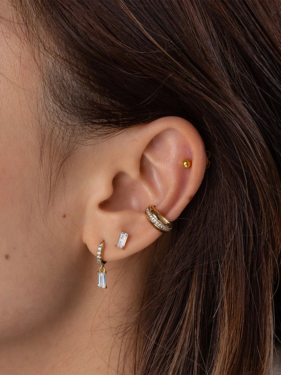 WCO Baguette Baby Huggie Earrings