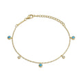 14k Vermeil Dangle CZ Diamond Turq Bracelet