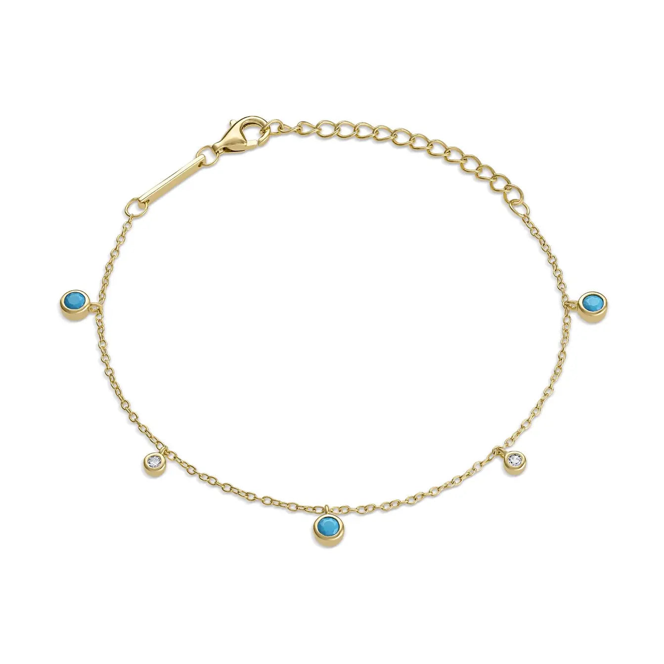14k Vermeil Dangle CZ Diamond Turq Bracelet