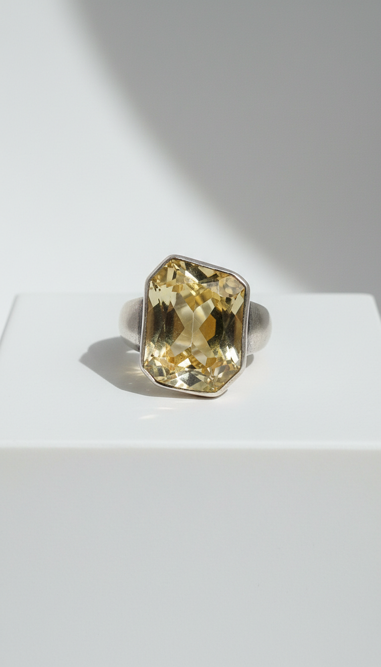 Chunky Lemon Quartz Ring